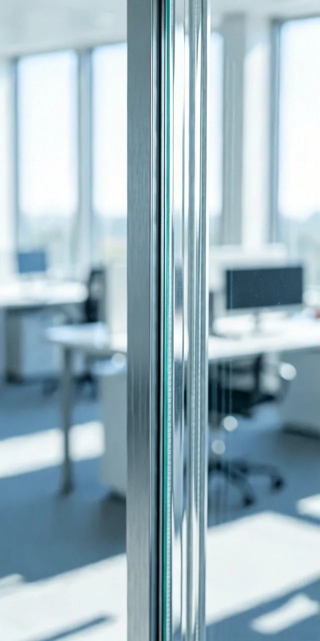 Arkitektonisk detalje af rent glas